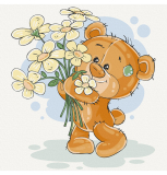 Medvídek s květinami 30x30cm, Art Craft - vypnuté plátno na rám