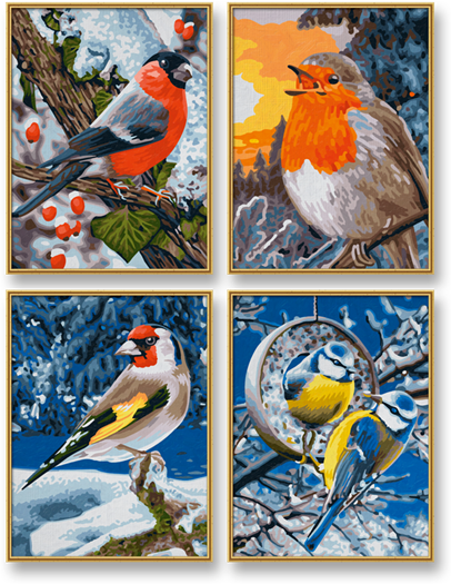 Zimní ptáci (4 obrazy v balení 18 x 24 cm) Schipper